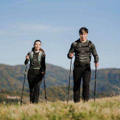 Set de lenjerie termică pentru bărbați KADVA Streif Set, fără cusături, negru
