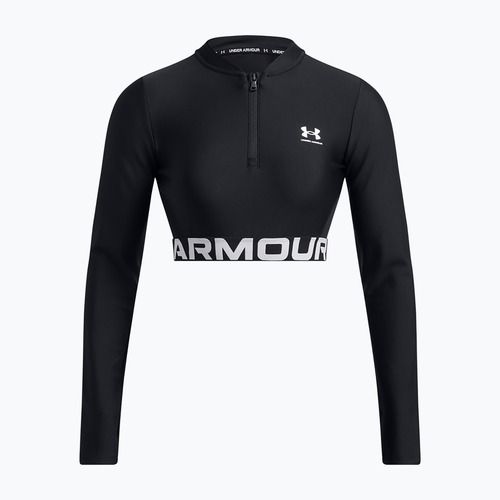 Top de antrenament Under Armour Heat Gear Rib 1/4 Zip pentru femei negru/negru/alb