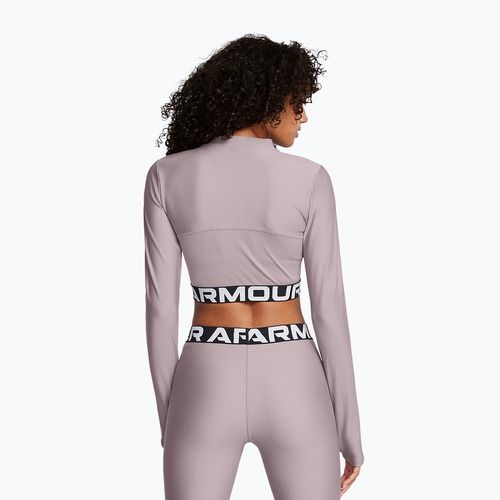 Femei Under Armour Heat Gear Rib 1/4 Zip tetra gri / alb top de formare