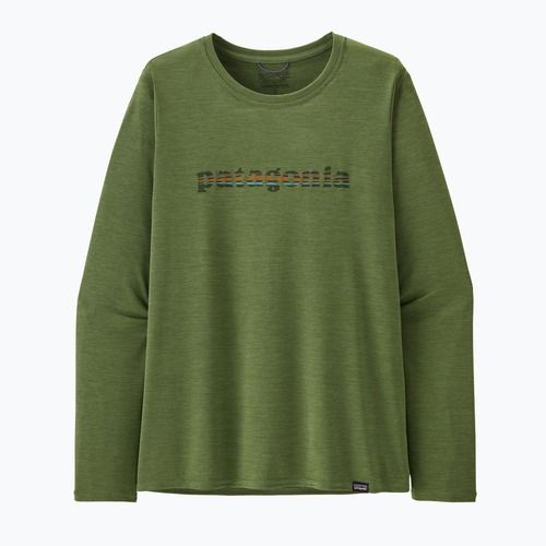 Longsleeve pentru femei Patagonia Cap Cool Daily Graphic Shirt 73 text logo/terrain green x-dye