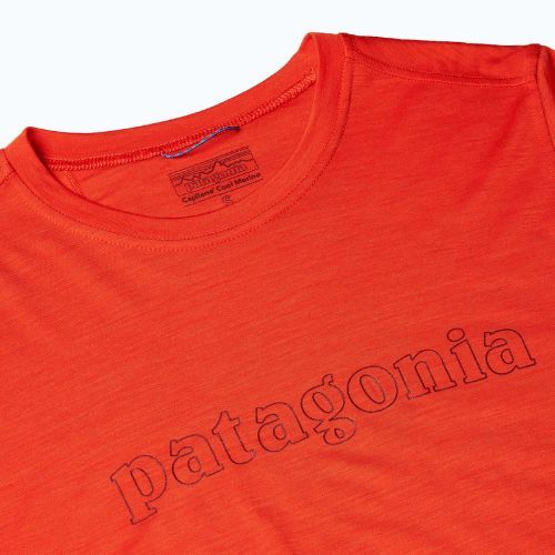 Longsleeve pentru femei Patagonia Cap Cool Merino Blend Graphic outline text logo/madder red