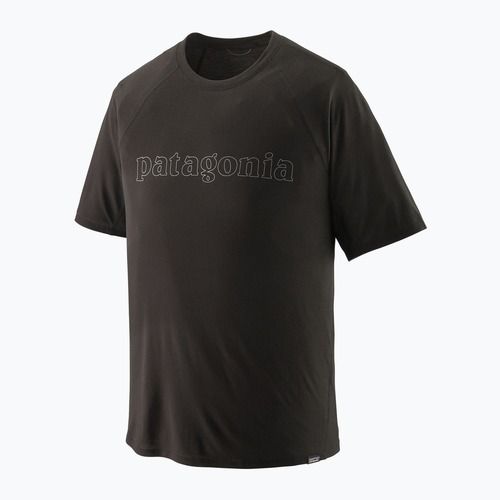 Tricou Patagonia Capilene Cool Trail pentru bărbați Logo cu text cu contur grafic/negru