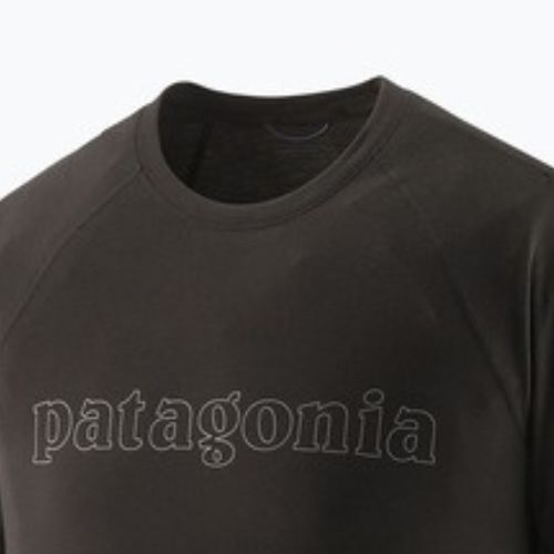 Tricou Patagonia Capilene Cool Trail pentru bărbați Logo cu text cu contur grafic/negru