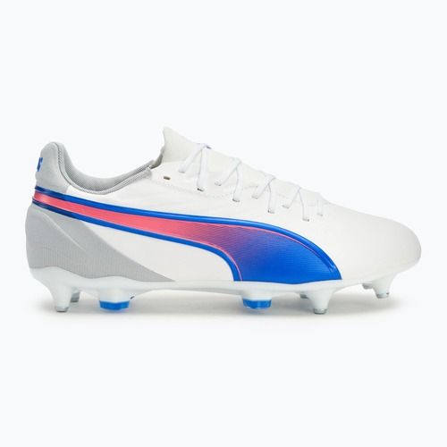Încălțăminte de fotbal pentru bărbați PUMA King Match MxSG puma white/bluemazing/flat light grey/sunset glow