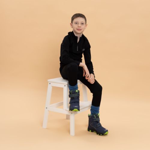 Ghete de zăpadă pentru copii KADVA Snowey Mid WaterProof bleumarin/verde