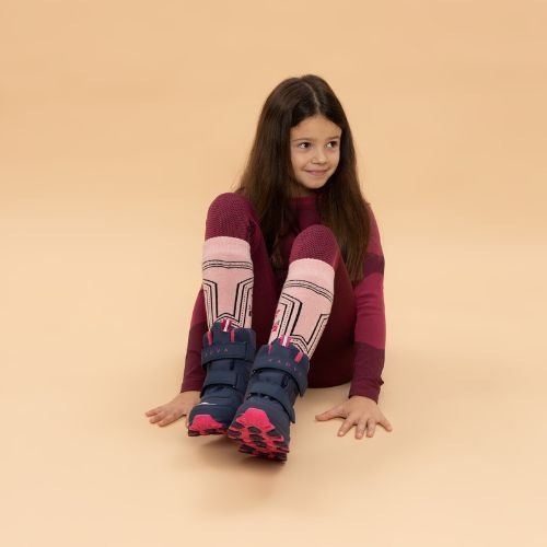 Cizme de zăpadă pentru copii KADVA Snowey Mid WaterProof bleumarin/fucsia