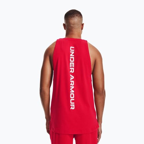 Tricou de baschet pentru bărbați Under Armour Baseline Cotton Tank red/white/white