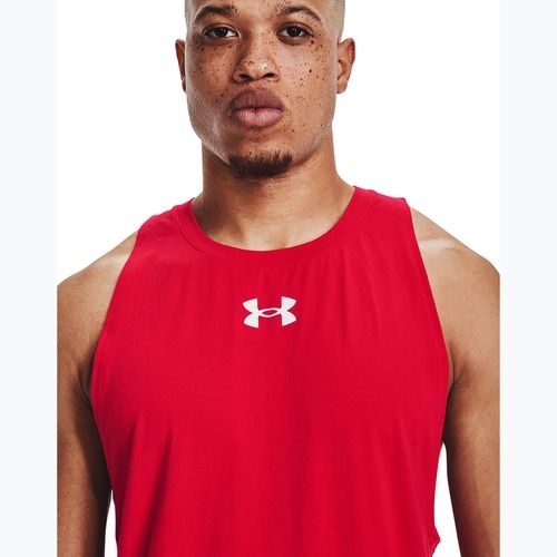 Tricou de baschet pentru bărbați Under Armour Baseline Cotton Tank red/white/white