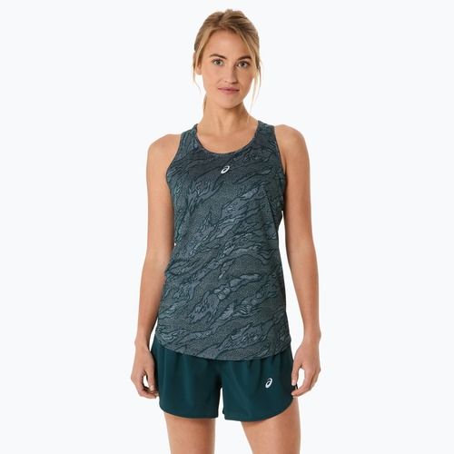 Tank top de alergare pentru femei ASICS Road All Over Print Tank saxon green/light ube
