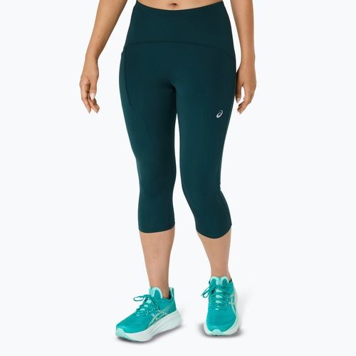Colanți de alergare pentru femei ASICS High Waist Capri saxon green