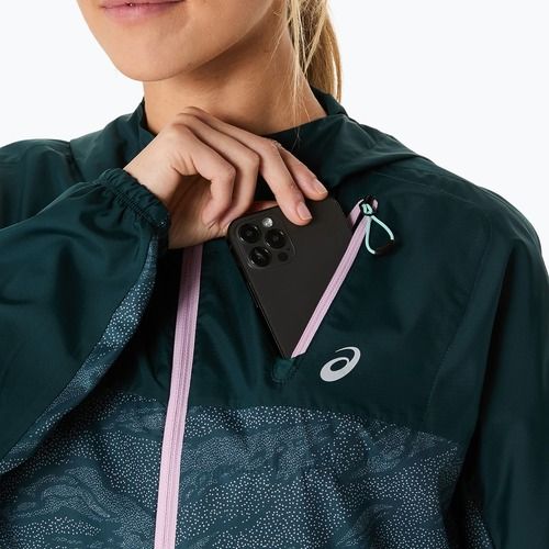 Geacă de alergare pentru femei ASICS Fujitrail Packable saxon green/light ube