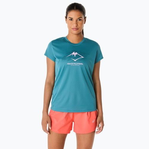 Tricou de alergare pentru femei ASICS Fujitrail Logo atlantis blue
