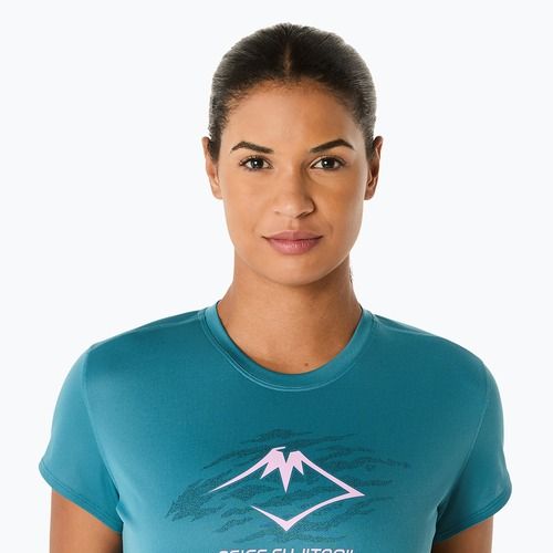 Tricou de alergare pentru femei ASICS Fujitrail Logo atlantis blue