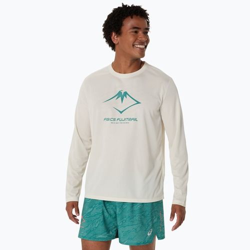 Longsleeve de alergare pentru bărbați ASICS Fujitrail Logo birch/white sage/rainy lake
