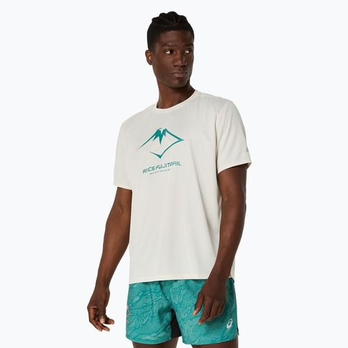 Tricou de alergare pentru bărbați ASICS Fujitrail Logo birch/white sage/rainy lake