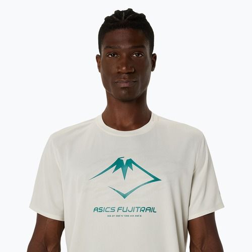 Tricou de alergare pentru bărbați ASICS Fujitrail Logo birch/white sage/rainy lake