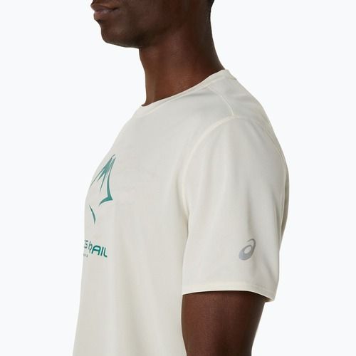 Tricou de alergare pentru bărbați ASICS Fujitrail Logo birch/white sage/rainy lake
