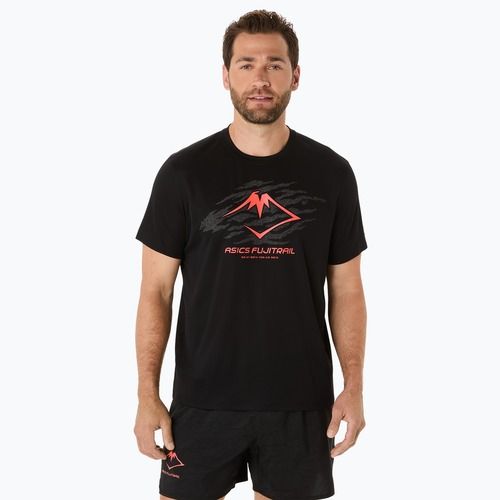 Tricou de alergare pentru bărbați ASICS Fujitrail Logo performance black/carbon/coral reef