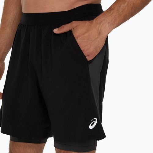 Pantaloni scurți de alergare pentru bărbați ASICS Road 2N1 7IN performance black/graphite grey