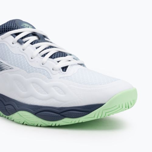Încălțăminte de tenis pentru bărbați Mizuno Wave Enforce Court AC white/ vintage indigo/ neo mint