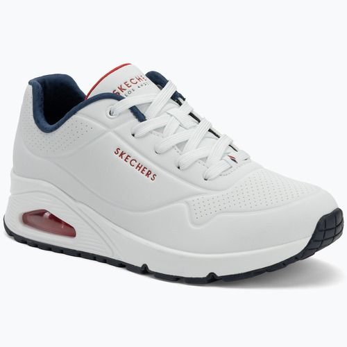 Încălțăminte pentru femei SKECHERS Uno Stand On Air white durabuck/navy/red trim/mesh