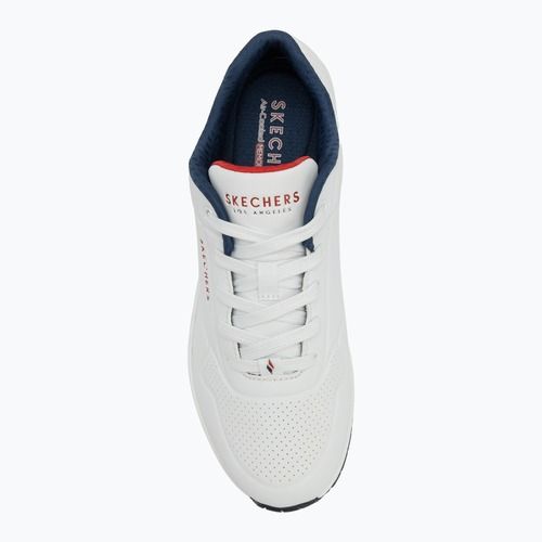Încălțăminte pentru femei SKECHERS Uno Stand On Air white durabuck/navy/red trim/mesh