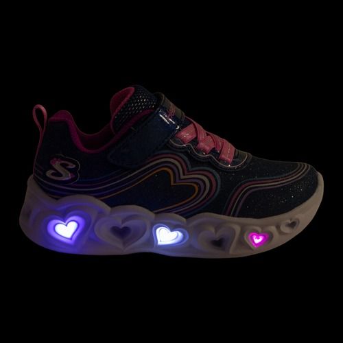 Încălțăminte pentru copii SKECHERS Heart Lights Retro Hearts navy leather/multi trim