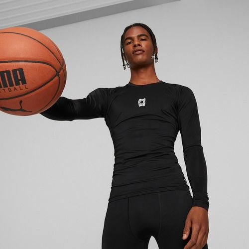 Longsleeve de alergare pentru bărbați PUMA Hoops Team Top Baselayer puma black