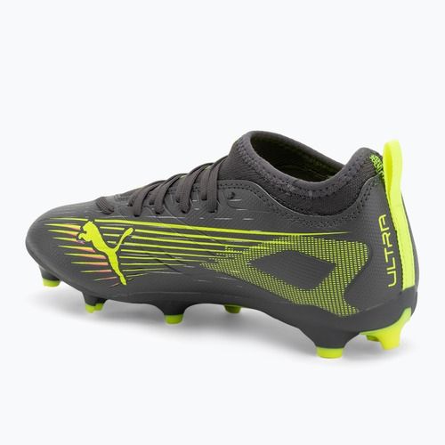 Încălțăminte de fotbal pentru copii PUMA Ultra 5 Match FG/AG Jr matte aged silver/yellow alert/puma aged silver