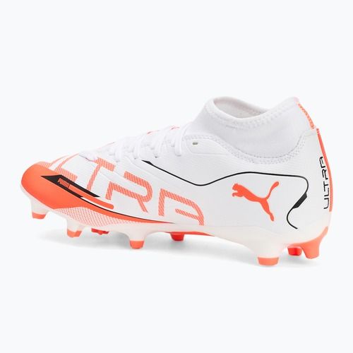 Încălțăminte de fotbal pentru bărbați PUMA Ultra 5 Play+ FG/AG puma white/puma black/glowing red