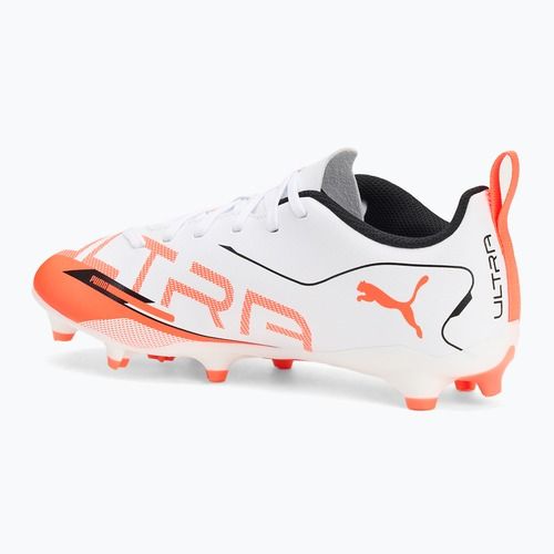 Încălțăminte de fotbal pentru copii PUMA Ultra 5 Play FG/AG Jr puma white/puma black/glowing red