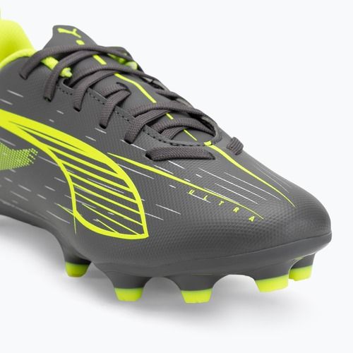 Încălțăminte de fotbal pentru copii PUMA Ultra 5 Play FG/AG Jr matte aged silver/yellow alert/puma aged silver