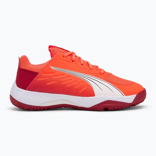Încălțăminte de handbal pentru copii PUMA Accelerate Jr glowing red/white/dark crimson/black