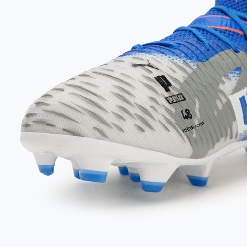 Încălțăminte de fotbal pentru copii PUMA Future 8 Match Forever FG/AG Jr white/ultra blue/feather gray/puma black/glowing red