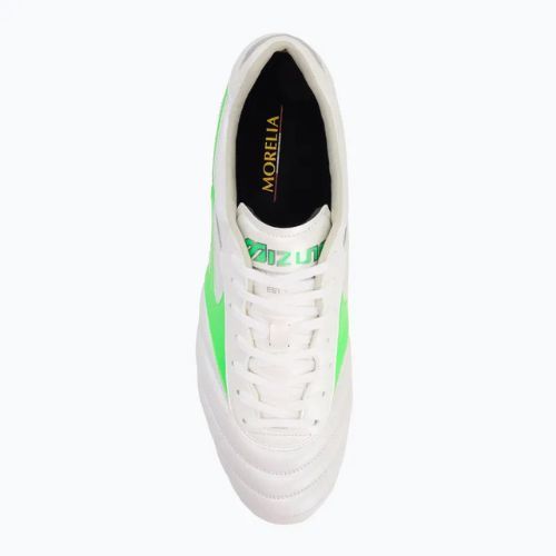 Încălțăminte de fotbal pentru bărbați Mizuno Morelia II Elite Md white/neon green/galaxy silver