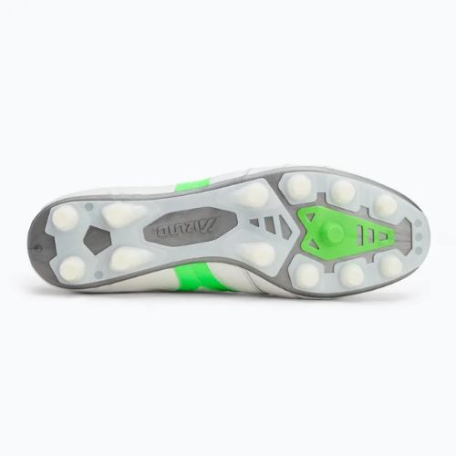 Încălțăminte de fotbal pentru bărbați Mizuno Morelia II Elite Md white/neon green/galaxy silver