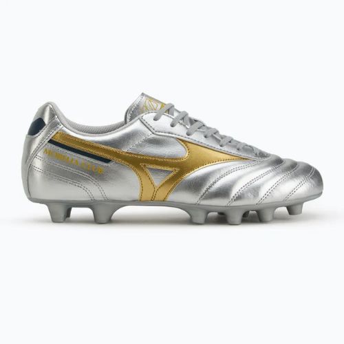 Încălțăminte de fotbal pentru bărbați Mizuno Morelia II Club Md galaxy silver/gold/gold