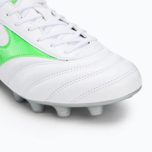 Încălțăminte de fotbal pentru bărbați Mizuno Morelia II Club Md white/neon green/galaxy silver
