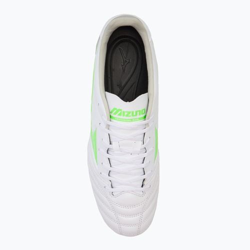 Încălțăminte de fotbal pentru bărbați Mizuno Morelia Neo IV Pro Mix white/neon green/cool gray 3c
