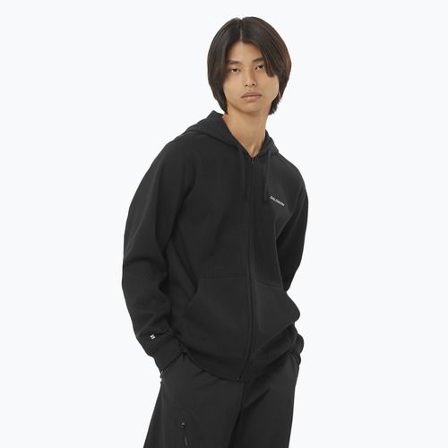 Hanorac pentru bărbați Salomon Logo Full Zip Hoodie deep black