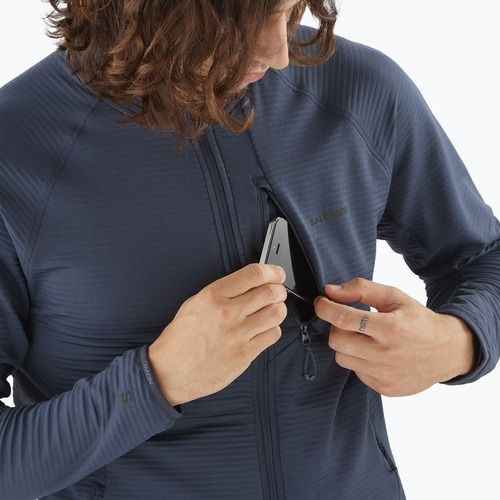 Bluză de trekking pentru bărbați Salomon Lightwarm Full Zip blue nights