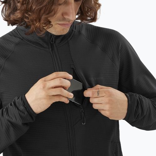 Bluză de trekking pentru bărbați Salomon Lightwarm Full Zip deep black