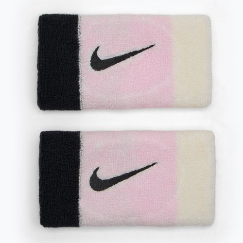 Manșetă pentru încheietură Nike Swoosh Doublewide Wristbands 2 szt. pink foam/coconut milk/black