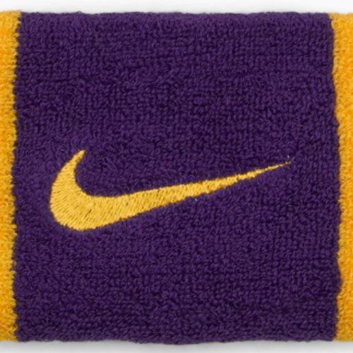 Manșetă pentru încheietură Nike Swoosh Doublewide Wristbands 2 szt. university gold/court purple/university gold