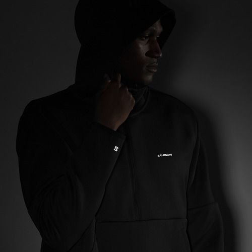 Hanorac pentru bărbați Salomon SHAKEout Half Zip Hooded deep black