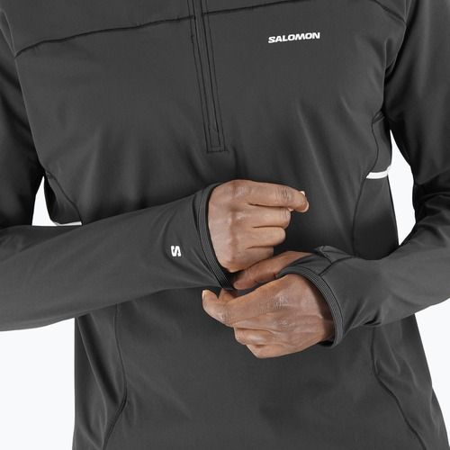 Bluză de alergare pentru bărbați  Salomon Sense Aero Hybrid Half Zip Hooded deep black