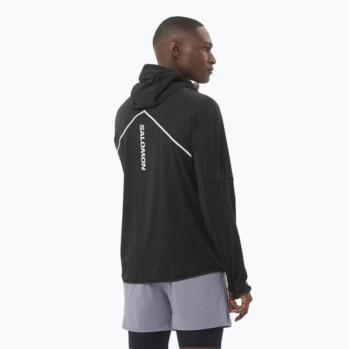 Bluză de alergare pentru bărbați  Salomon Sense Aero Hybrid Half Zip Hooded deep black