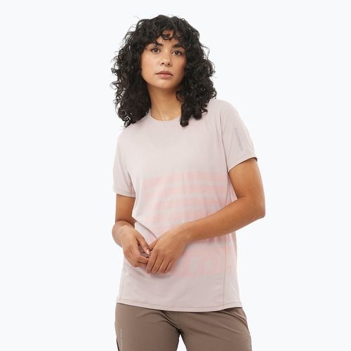 Tricou de alergare pentru femei Salomon Sense Aero Tee GFX etherea/neon flame