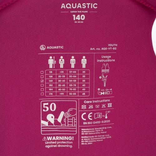 Vestă de siguranță pentru copii AQUASTIC Youth 50N roz