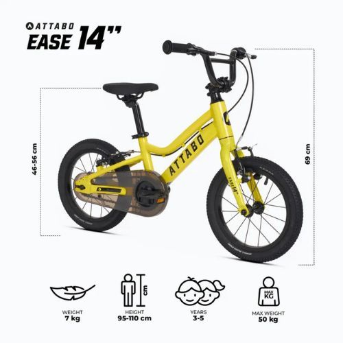 Bicicletă pentru copii ATTABO EASE 14" galbenă